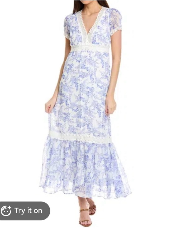 Taylor Dresses & Skirts - Taylor Floral Lace-Trim Maxi Dress